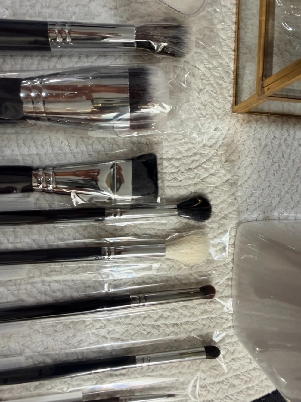 10 Piece Black/Silver Morphe Makeup Brush Set & Lancôme Paris Cosmetic Bag- New✨